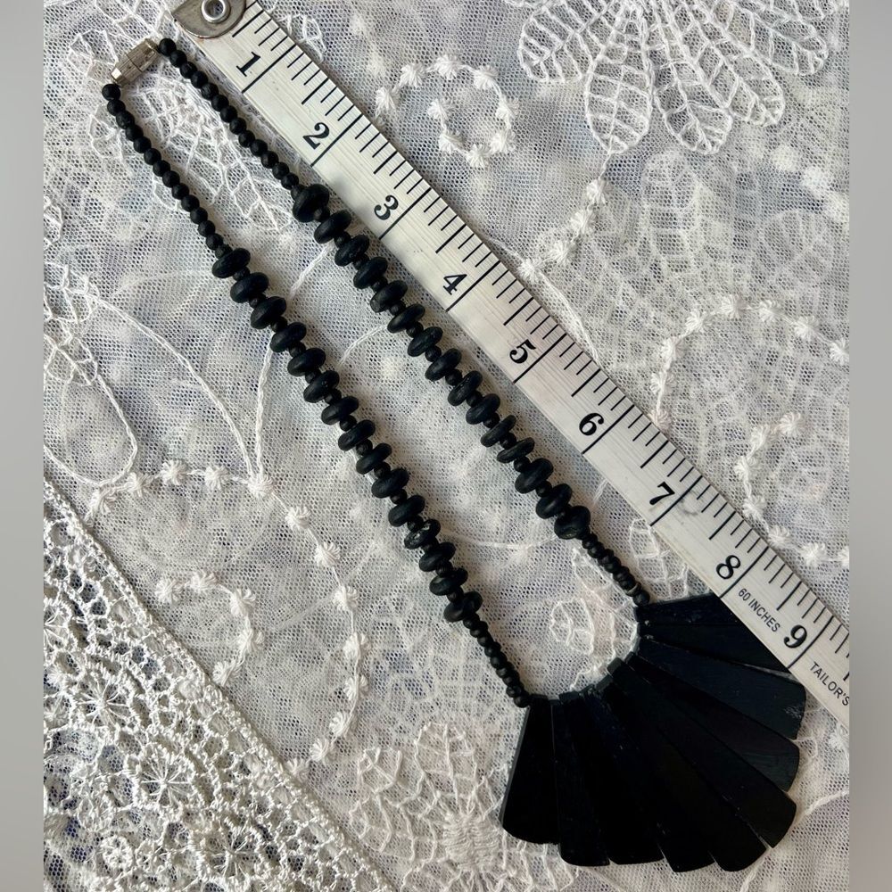 Fun Funky Black Coconut Shell Statement Necklace - Picture 7 of 7